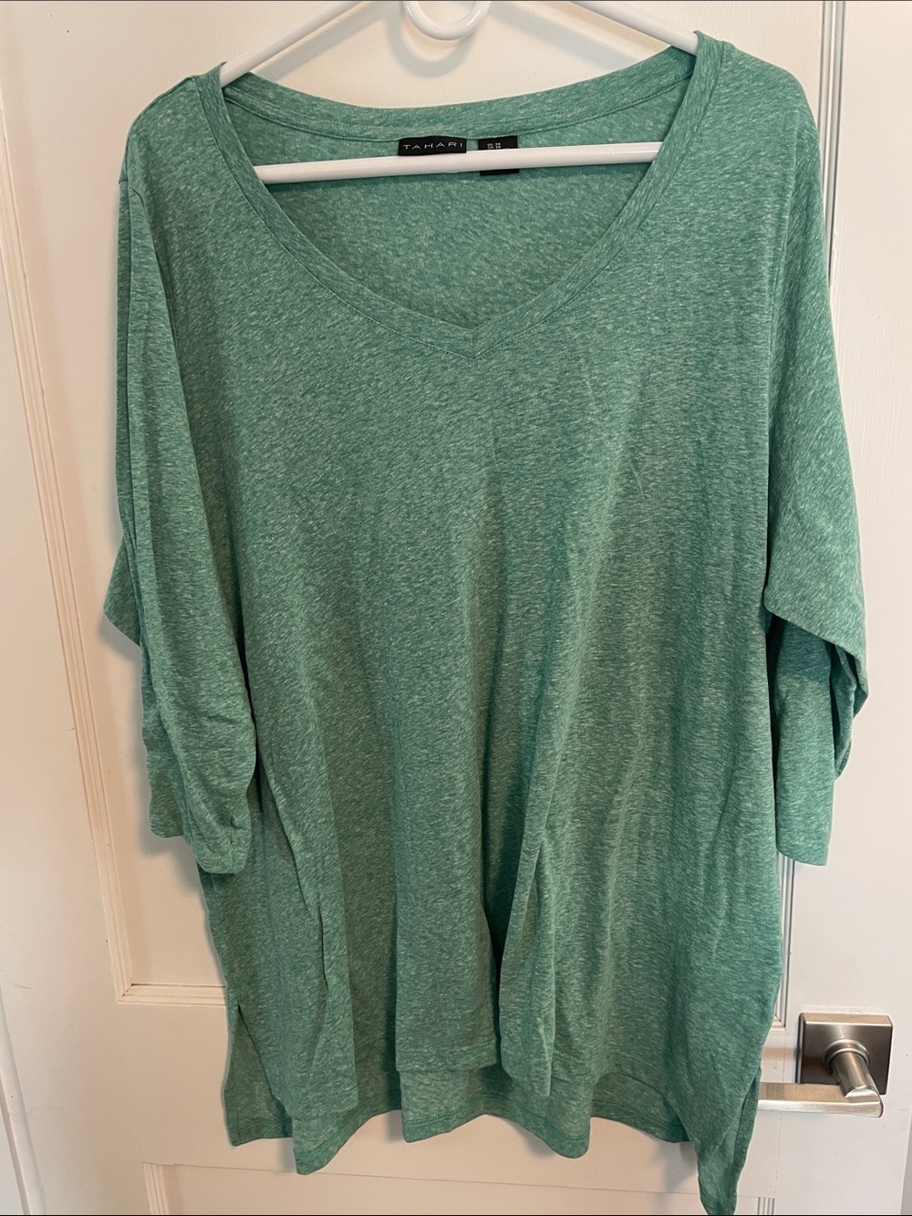 Tahari Plus Size V-Neck Tunic Top in Seafoam Green